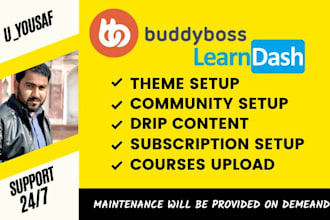 build learndash buddyboss website with membership