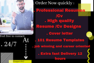 write,edit,design professional resume, cv, templates, coverletter