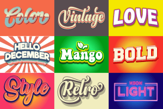 creat high quality 3d 70s retro vintage typography for t shirt logo