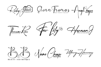 design feminine handwritten cursive signature type logo