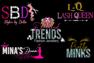 design a feminine glitter beautiful logo for you