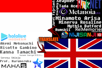 translate indonesian vtuber clips into an english word file