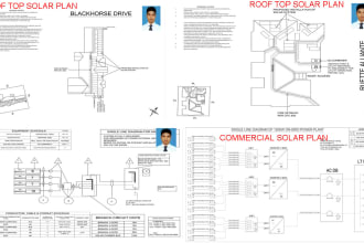 drawing design solar pv system and drafting 2d auto cad plan