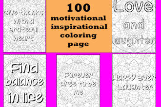 design 100 motivational inspirational coloring page