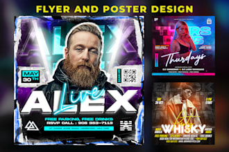 design motion event, party, birthday, dj, hip hop, and nightclub flyer