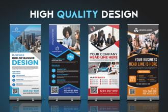 do roll up, retractable banner, and shop sign design