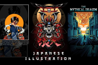 draw japanese illustration for your brand