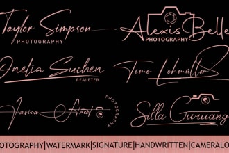 create photography signature logo or handwritten watermark