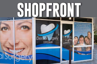 creative shopfront or storefront window graphics