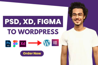 convert figma, xd, PSD design to wordpress using elementor