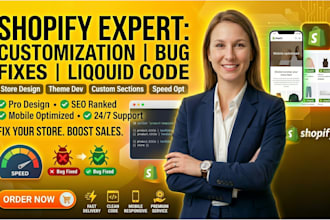 do shopify store or website customization, custom liquid coding, fix shopify bug