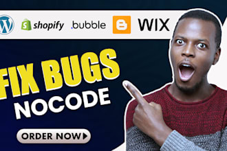 fix website and store issues on wordpress, shopify, bubble, no code