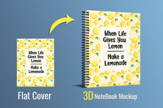 make your 2d cover into 3d notebook, journal, planner, or diary mockup