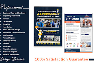 design professional flyer, leaflet, capability statement, letterhead or invoice