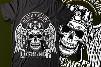 do create amazing vintage skull t shirt design