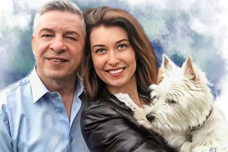 draw pet, dog or cat, animal, pet owner  portrait