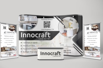 design fantastic trade show booth or backdrop for exhibition and roll up banner