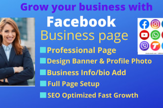 do facebook business page creation, fb fan page set up, and full page SEO
