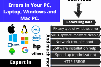 repair any computer error, fix window drivers, network errors, and pc remotely