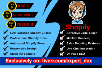 build shopify website design or shopify dropshipping store