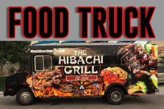 do food truck design, vehicle wrap and cars etc in 24 hours