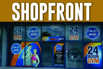 design attractive shop front sign and window graphics
