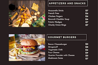 do unique and modern menu design just in 24 hours