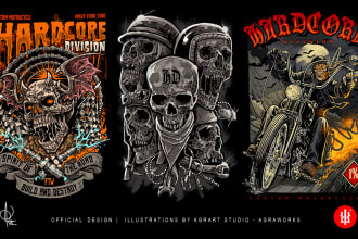 do custom skull motorcycle design  for tshirt or merchandise