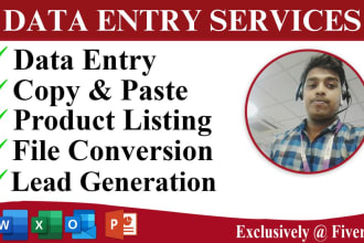 do data entry, copy paste, web research, lead generation, and product upload