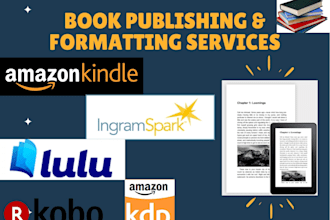 format and publish book on amazon KDP, lulu, ingramspark
