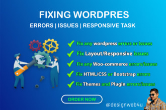 fix wordpress, woocommerce, responsive, jquery, ajax issues and bugs