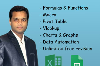 make professional report with pivot table, vlookup, graphs, any formula of excel
