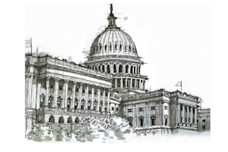draw building, place and other object with ink sketch
