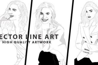 draw black and white vector line art of your photos