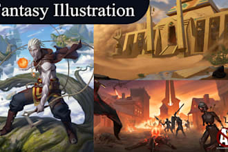 paint digital character illustrations and concept art with attention to detail