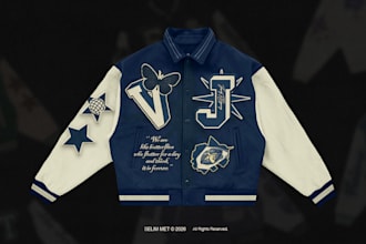 design your streetwear brand or merch college varsity jacket