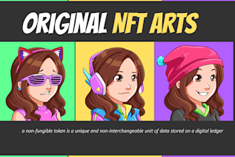 create custom nft cartoon art design for your collections with code metadata