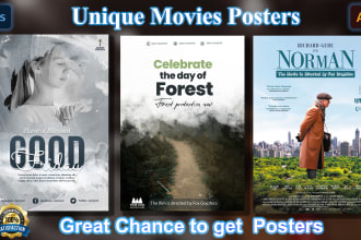 design minimalistic film, gaming, church, sports, and concert posters