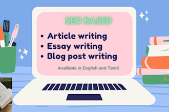 write SEO based articles and essays in tamil and engish