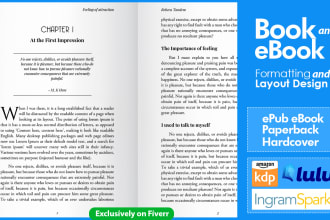 do book formatting for kindle ebook, epub, lulu, ingramspark