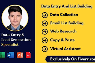 do data entry, data collection, list building, extraction, and web research