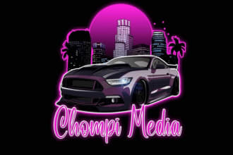 draw automotive car design illustration for t shirt poster