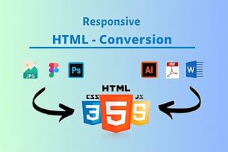 convert psd, pdf, figma, word, png into responsive HTML