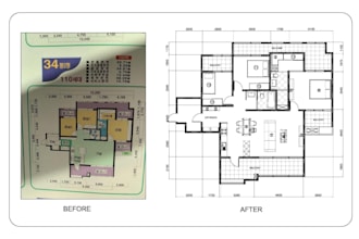 draw house floor plan for real estate agent from sketches