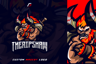 make best custom twitch esports gaming text and mascot logo