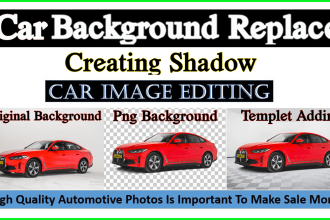 do car image editing, automotive car  background replace with shadow