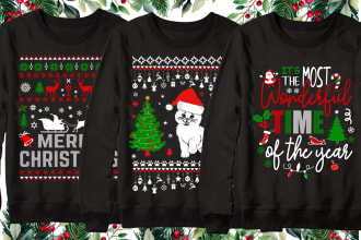 create ugly christmas sweater and t shirt design