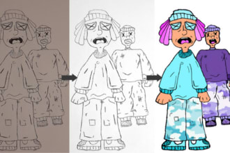 convert hand drawing into digital art illustration