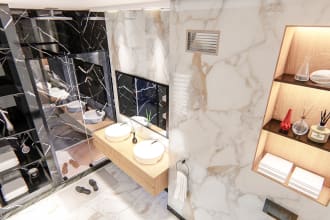 design bathroom interior in 3d and render