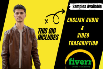 provide error free english transcription for audio and video